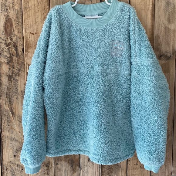 Disney Parks WDW Aqua Teal Turquoise Fluffy Sherpa Spirit Jersey Kids Sz Large - Picture 12 of 14